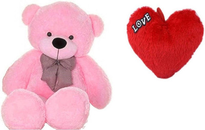 

THE HIGH THINKING TOYS Combo Offer Pack of Two Super Extra Large Pink Teddy Bear 5 Feet & Red Heart 40 Cm For Someone Special - 152 cm(Pink)