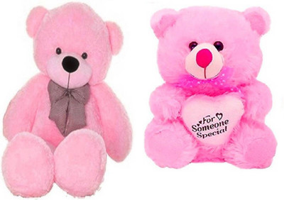 

Samayra Toys Combo Offer Large Cute Pink Teddy Bear 4 Feet & Small Teddy Bear with someone heart 40 cm - 120 cm(Pink)