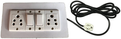 

Saifpro Extension Wooden Board (2 Socket,2Switch) 5A 3 Meter Wire 2 Socket Surge Protector(White)