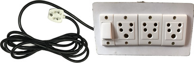 

Hiken Electric Extension Wooden Board (3Socket,1 Switch) 5A 3Meter Wire 3 Socket Surge Protector(White)