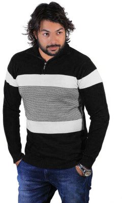 Rekha Fashion Hub Colorblock Men Polo Neck Black T-Shirt