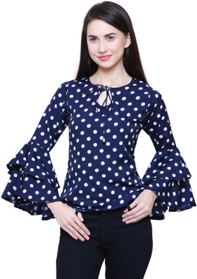FMC Casual Bell Sleeve Printed Women Blue Top