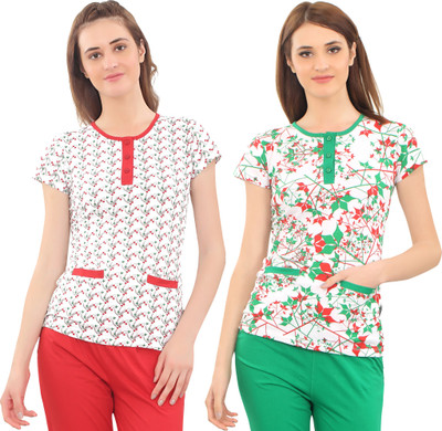 zebu Casual Regular Sleeve Printed Women Multicolor Top