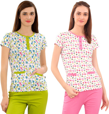 zebu Casual Regular Sleeve Printed Women Multicolor Top