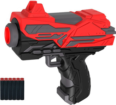 

Funsters Blaster Soft Rubber Foam Bullets Pull Back Action Gun with 6 Pcs Darts for Kids,Handgun for Target Shooting Game, Multicolour(Multicolor)