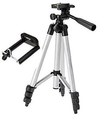 

Lizzie 3110 Tripod 42" Inch Aluminum Lightweight Tripod Stand for Camera Smartphone Cellphone with Carrying Bag and Smartphone Mount Tripod(Silver, Supports Up to 1500 g)