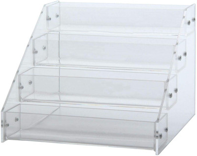 

SYGA 4 Layer Acrylic Nail Polish Rack Tabletop Display Shelves Lipstick Organizer Cosmetic Organizer Stand Makeup Vanity Box(Transparent)