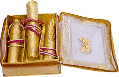 

Dms Retail Premium quality Golden Brocade Bangle Case (3 ROD- (18 x 24 x 27cms) Jewellery, Bangles, Make Up Vanity Box(Gold)