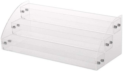 

SYGA 3 Layer Acrylic Nail Polish Rack Tabletop Display Shelves Lipstick Organizer Cosmetic Organizer Stand Makeup Vanity Box(Transparent)