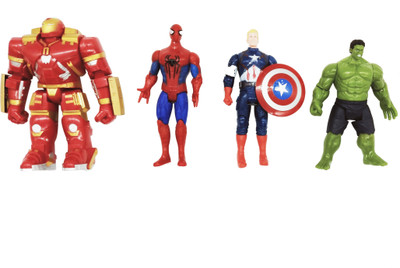 

Emob Pack of 4 Super Power Action Heroes Figures Toy with Flexible Body Parts for Kids(Multicolor)