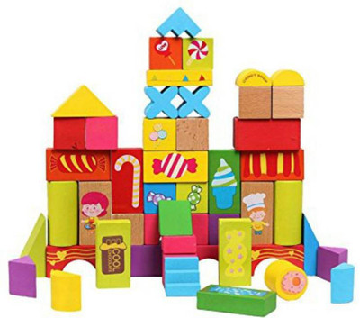 

yamama Wooden 52 Pcs Block Toys Colorful Saft City Building Block Education Intelligence Toy(Multicolor)
