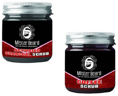 MISTER BEARD CHARCOAL SCRUB 100GM WITH COFFEE SCRUB 100GM(Set of 2)