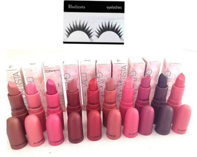 

Blushinsta Combo kit of Giambattista lipstick set 10 with Eyelashes(Set of 11)