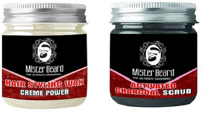 

MISTER BEARD CHARCOAL SCRUB 100GM WITH HAIR STYLING WAX 100GM(Set of 2)