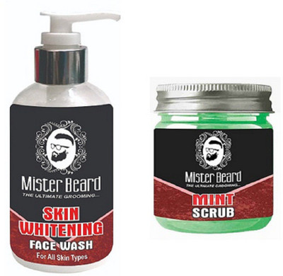 

MISTER BEARD SKIN WHTENING FACE WASH 200ML WITH MINT SCRUB 100GM(Set of 2)