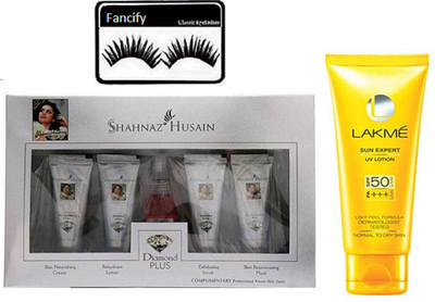 

fancify Eyelashes & Shahnaz Husain Diamond Plus Facial & Lakme Sun Expert Sunscreen Lotion(Set of 3)