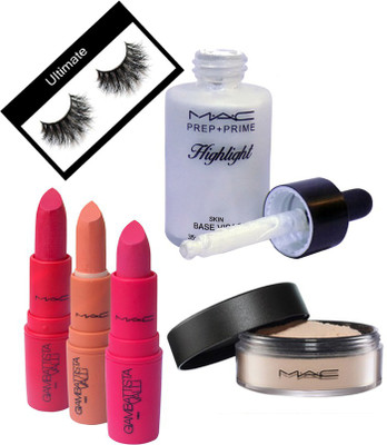 

Ultimate Eyelashes & Mac Giambattista Valli Lipstick (Pack Of 3)&Mac Loose Powder&Mac Prep+Prime Highlight(Set of 6)