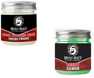 

MISTER BEARD MINT SCRUB 100GM WITH HAIR STYLING WAX 100GM(Set of 2)