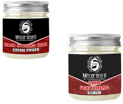 

MISTER BEARD SKIN WHITENING SCRUB 100GM WITH HAIR STYLING WAX 100GM(Set of 2)
