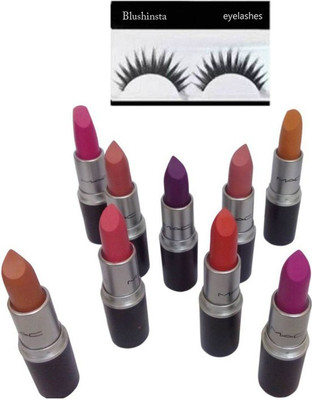 

Blushinsta lipstick combo set 9 with eyelashes(Set of 10)