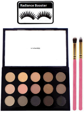 

Radiance Booster Eyelashes & Mac 15 Shades Eye Shadow Palette With Make Up Brush 2(Set of 4)