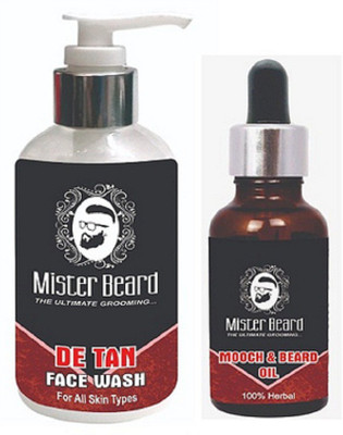 

MISTER BEARD DE TAN FACE WASH 200ML WITH BEARD OIL 100ML(Set of 2)