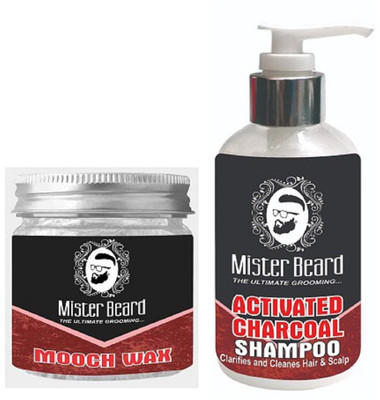 

MISTER BEARD CHARCOAL SHAMPOO 200ML WITH MOOCH WAX 100GM(Set of 2)