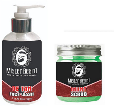 

MISTER BEARD DE TAN FACE WASH 200ML WITH MINT SCRUB 100GM(Set of 2)