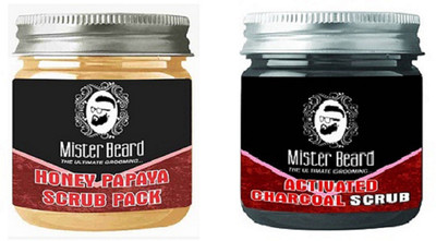 

MISTER BEARD CHARCOAL SCRUB 100GM WITH HONEY PAPAYA PACK 100GM(Set of 2)