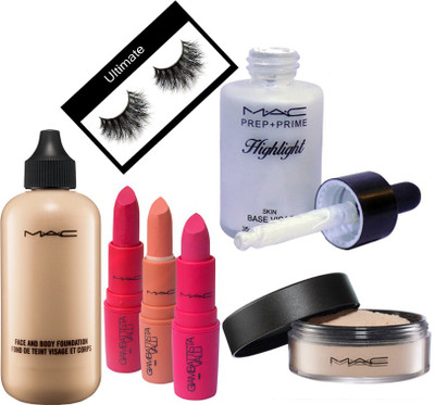 

Ultimate Eyelashes&Mac Giambattista Valli Lipstick (Pack Of 3)&Mac Loose Powder&Mac Prep+Prime Highlight&Mac Face&Body Foundation(Set of 7)