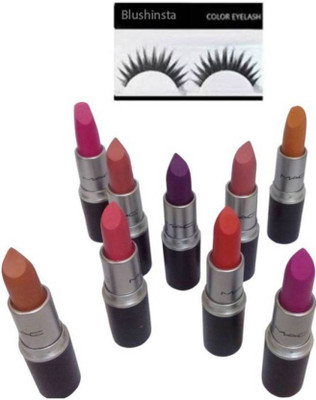 Blushinsta combo kit of eyelashes lipstick (Set of 10)(Set of 10)