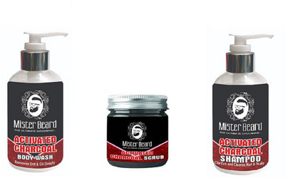 

MISTER BEARD CHARCOAL BODY WASH 200ML,CHARCOAL SHAMPOO 200ML WITH CHARCOAL SCRUB 100GM(Set of 3)