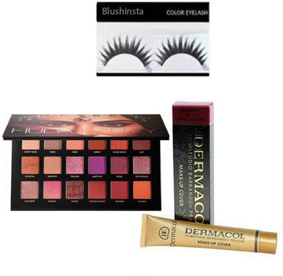 

blushinsta combo kit of eyelashes dermacol huda rose gold pallate(Set of 3)