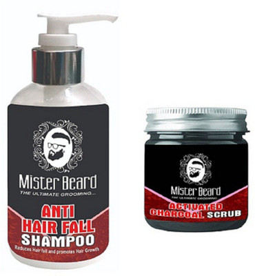 

MISTER BEARD ANTI HAIR FALL SHAMPOO 200ML WITH CHARCOAL SCRUB 100GM(Set of 2)