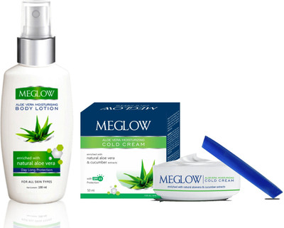 

Meglow Aloe Vera & cucumber Body Lotion and cold cream combo(Set of 2)