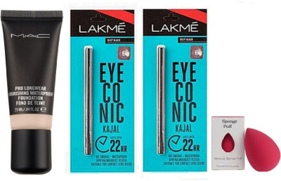 

divas beauty Eyelashes Lakme Eyeconice Kajal with Pro Longwear Foundation(Set of 4)