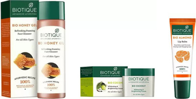 

BIOTIQUE BIO Honey Gel Refreshing Foaming Face cleanser , Coconut Whitening & Brightening Cream, LIP BALM(Set of 3)