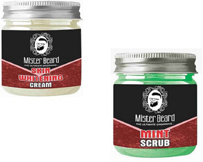 

MISTER BEARD MINT SCRUB 100GM WITH SKIN WHITENING CREAM 100GM(Set of 2)