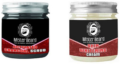 

MISTER BEARD CHARCOAL SCRUB 100GM WITH SKIN WHITENING CREAM 100GM(Set of 2)