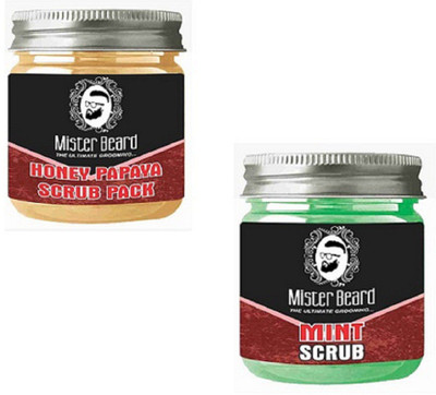 

MISTER BEARD MINT SCRUB 100GM WITH HONEY PAPAYA PACK 100GM(Set of 2)