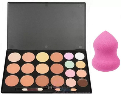 

hich Spongy Puff & Imported Mac Twenty Shade Base Palette (Concealer)(Set of 2)