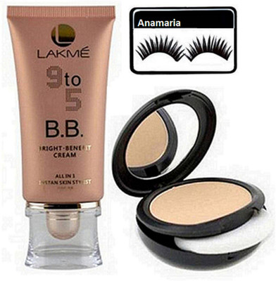 

anamaria Eyelashes & Lakme 9 to 5 BB Bright Benefit Cream & Compact(Set of 3)