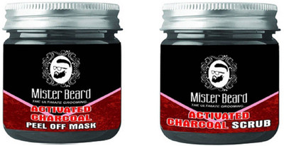 

MISTER BEARD CHARCOAL SCRUB 100GM WITH PEEL OF MASK 100GM(Set of 2)