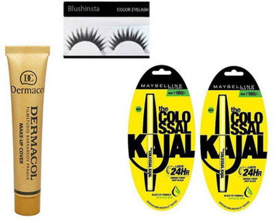 

blushinsta combo kit of dermacol kajal eyelashes(Set of 4)