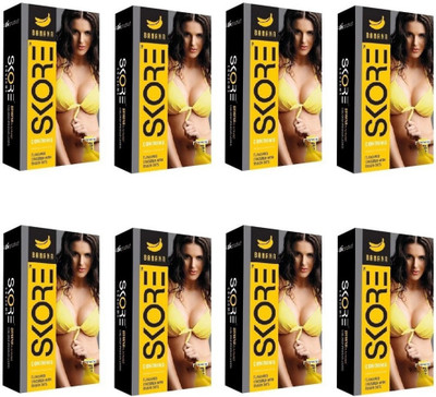 Skore Condom Banana Flavour Condom(Set of 8, 24S)