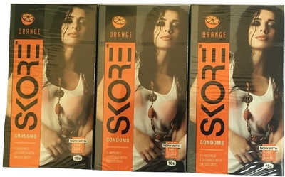 Skore ORANGE PACK OF 3 Condom(Set of 3, 30S)