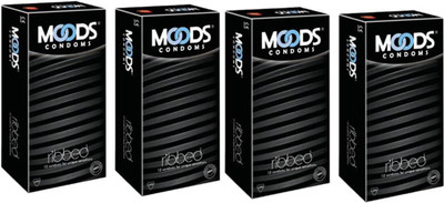 Moods special ribbed pack of( 4, 48S) Condom(Set of 4, 12S)