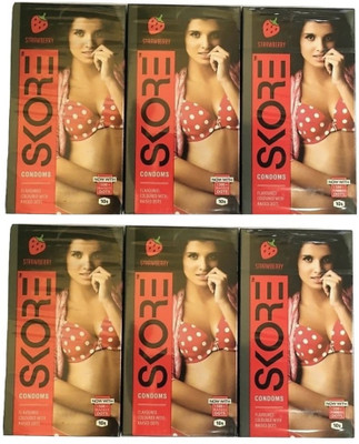 

Skore Condom Strawberry Flavour Condom(Set of 6, 60S)
