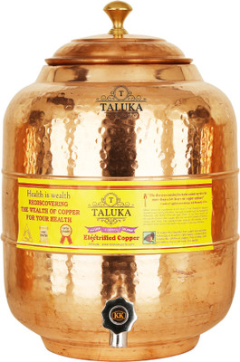 

Taluka 15 X 6"Inches Handmade Hammered Pure Copper Water Pot Tank with Tap | 16 Liter Capcity | For water storage in Home Garden Good Health Benefits Yoga T-WPBT16L 16000 L Drum(Copper, Pack of 1)