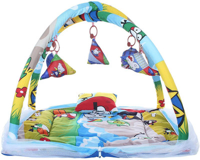 

Kids World Baby Play Gym with Mosquito Net and Pillow and Beautiful Musical rattles Hanged in The Product and Beautiful Polka Dots Design(0 to 24 Months) - Exclusive(Multicolor)